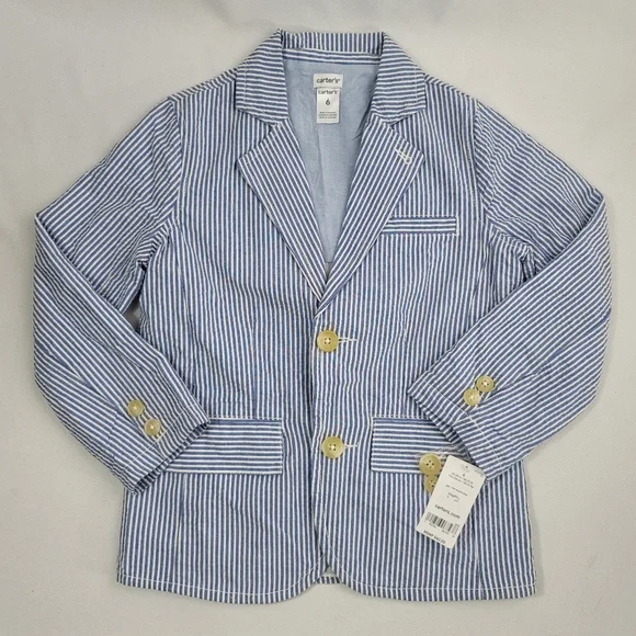 Carter's Jackets Coats Pinstripe Seersucker Blue White